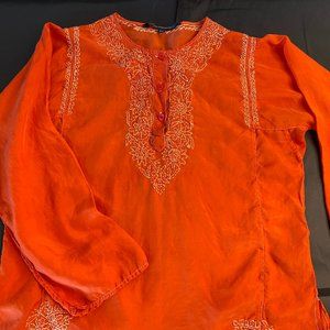 Boho Chic Karma Highway Lightweight Silk Top Beautiful Orange